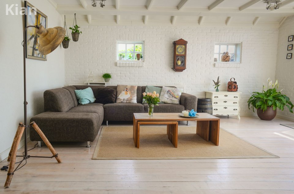 Modern grey couch and pillows